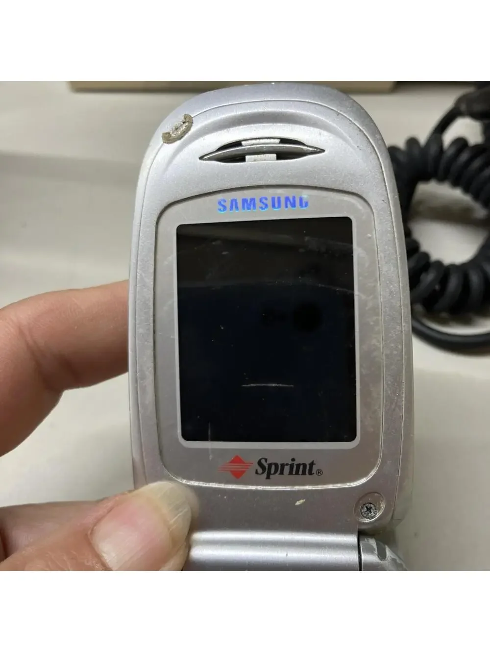 Samsung SPH-A620 Sprint PCS Vision Flip Phone Silver VGA Camera Vintage Boxed